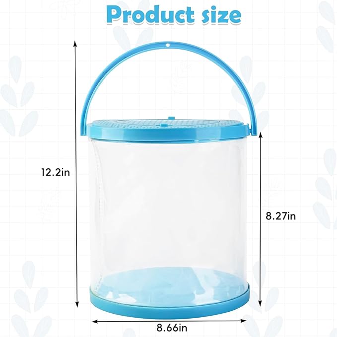 PINVNBY Catch and Release Aquarium Foldable Small Aquarium Plasitc Fish Tank Fish Transport Container Portable Clear Fish Bowl for Ocean Adventure Pool and Lake Beach