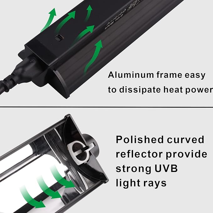 Aiicioo T5 UVB Lighting Combo Kit 24W - T5 UVB Reptile Light Fixture and 5.0 UVB Light Bulb for Bearded Dragon Leopard Gecko (22Inch 24W)