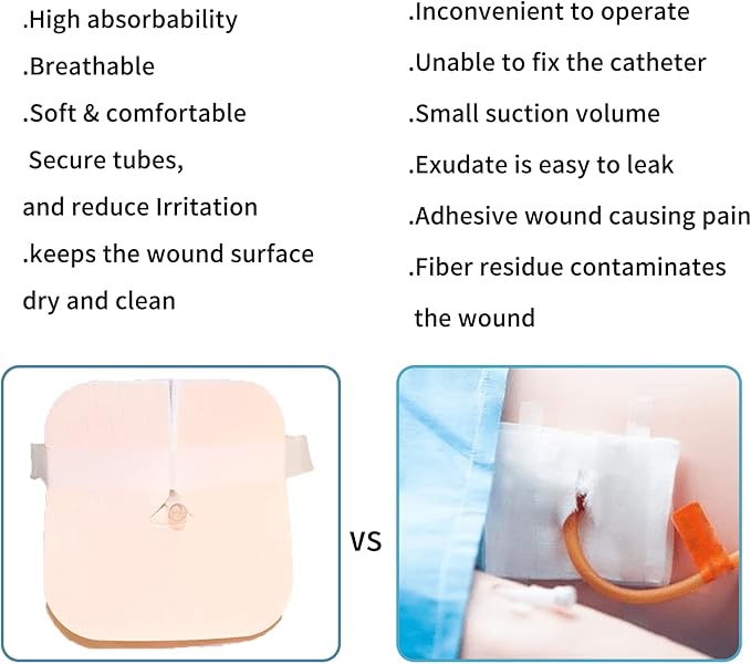 Dimora Fenestrated Foam Dressing, Non-Adhesive Tracheo Pads 4"x4" 10 Packs, Hydrophilic Highly Absorbent Soft Wound Dressings, Secure Tubes and Absorb Leakage