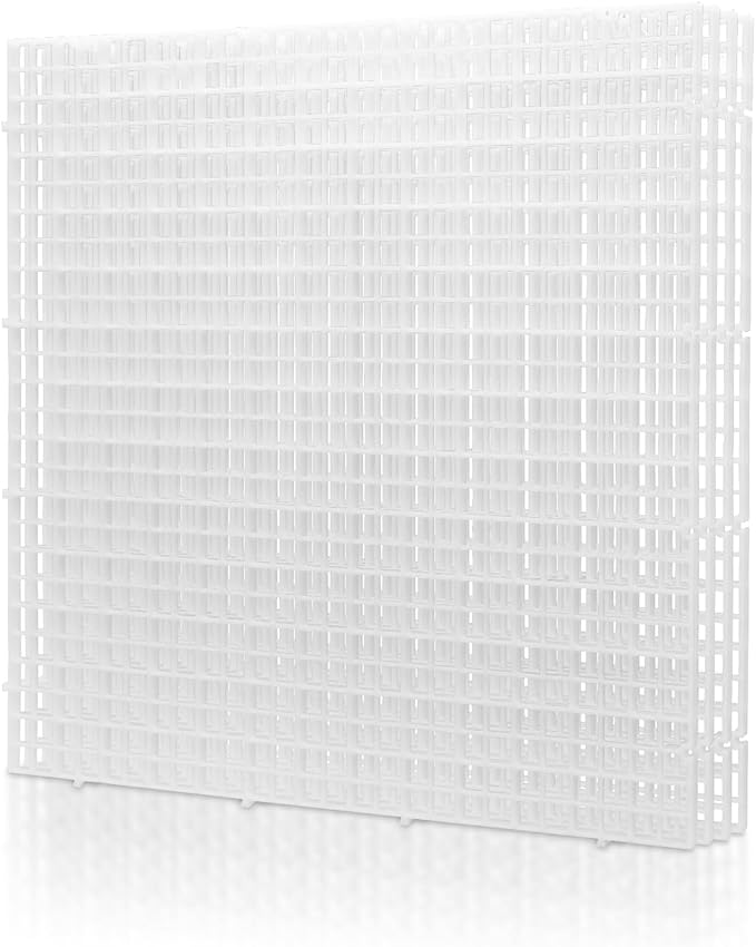 LINLAN 4 Pieces 11.8x11.8in (30X30cm) Aquarium Grid Plastic, Fish Tank Divider, Egg Crate for DIY Filtration and Bottom Protection in Aquascaping (White-No Accessories)