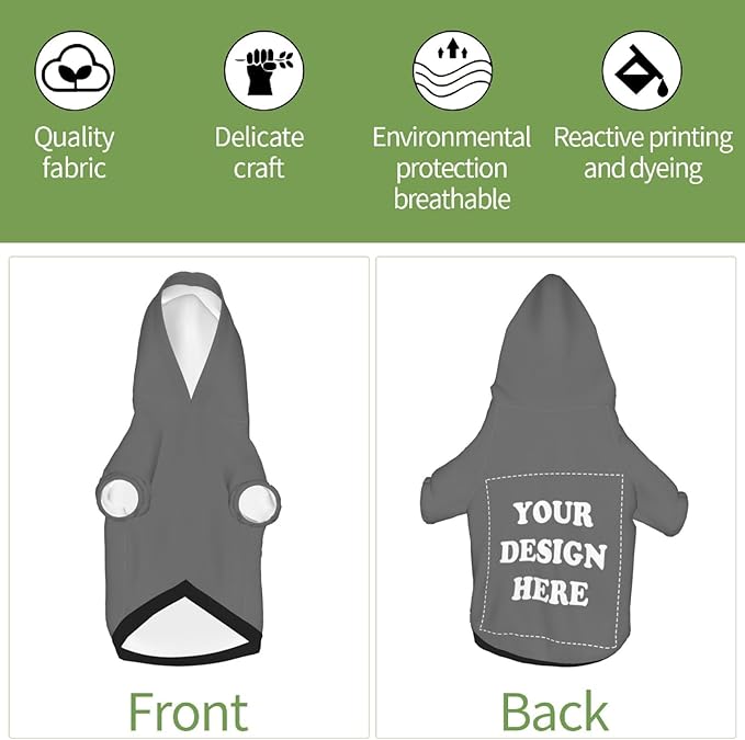 Personalized Dog Hoodie, Custom Dog Costumes for Small Dogs, Holiday Happy Dog Clothes Football Pet Shirt Sweater with Name Number for Girl/Boy Cats/Kitten, Darkgrey, XS