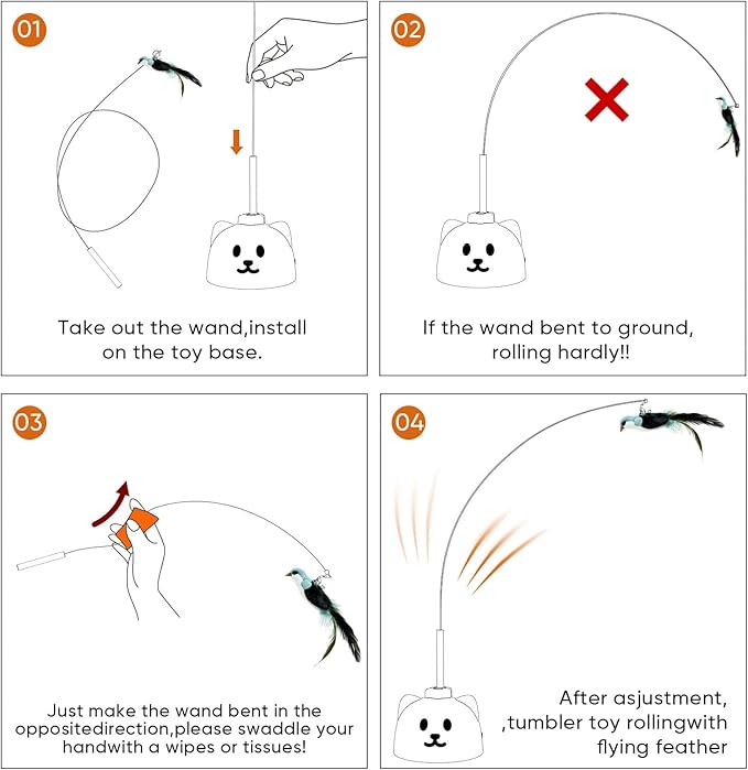 Interactive Cat Toys for Indoor Cats Automatic Electric Flying Bird Feather Cat Toy - Best Kitten & Adult Cat Enrichment Toy Stick-on Hanging Electric Kitty Toys for Bored Cats