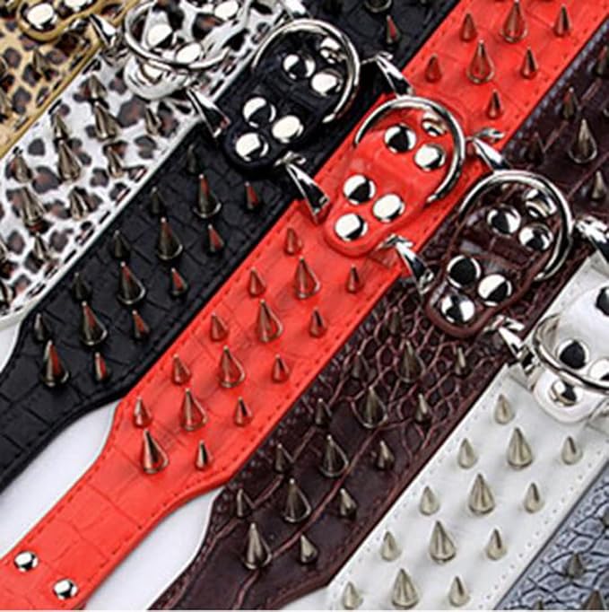 Serijoars Spiked Studded Dog Collar, PU Leather Dog Collar, Adjustable Pet Collars for Medium or Large Breed Pet (S, Camouflage5)
