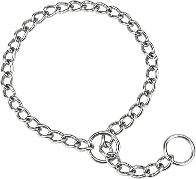 TagME Chain Choke Collar for Dogs, Adjustable Weather Proof Necklace for Medium Large Dogs, Alloy Steel Pet Training Collar