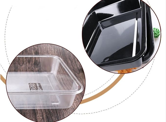 OMEM Reptile Drinking Tray - Large Water Dish Plastics Plate for Turtles, Small Reptiles, Ball Pythons, Lizards, and Snake Cages Bowl (M=30.5x24x5cm, White)