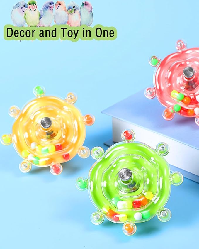 Conure Toys, 3PCS Upgraded Bird Rotating Toys Parrot Spinning Toys Parakeet Rattle Toys for Small-Medium Parrots