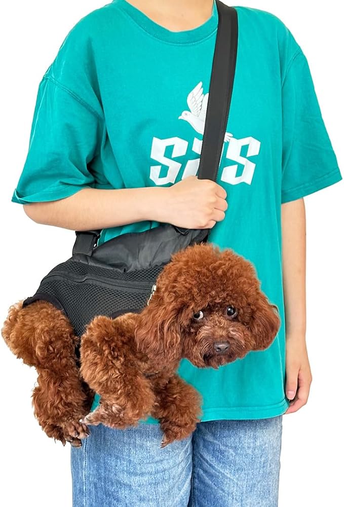 Pet Dog Carrier Backpack, Portable Breathable Mesh Chest Carrier, Polyester Woven Double Shoulder Pet Bag for Outdoor Adventures (Black, X-Large)