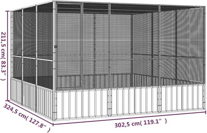 Large Flight King Bird Cage, Steel Bird Cage Flight Cage for Cockatiels African Parakeets Green Cheek Conures Pigeons Parrot, Gray 119.1"x127.8"x83.3",-972