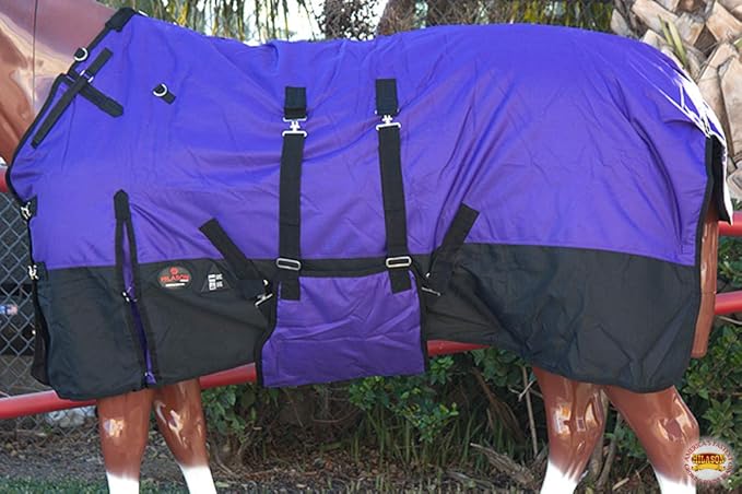 HILASON 1200D Winter Waterproof Poly Horse Turnout Blanket Belly Wrap Purple | 68 in