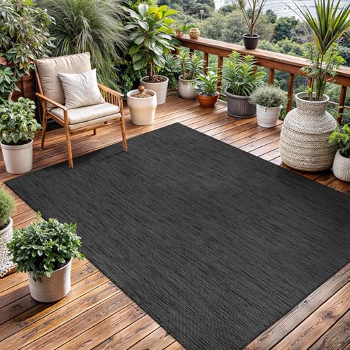 Washable Indoor Outdoor Rug 8x10 Weather Resistant Area Rugs Modern Solid for Porch Deck Balcony Backyard Patio Outside Carpet (80 Sq Ft)