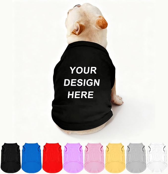 Custom Dog Shirt Pet Clothes Breathable Shirts for Small to Large Dogs Customized Name Logo Photo Puppy Outfits Personalized Sleeveless Vest Pets Apparel Black, 3XL