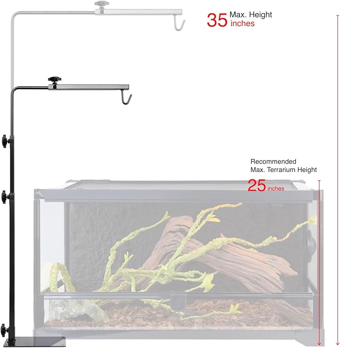 Reptile Lamp Stand, 35 Inches Adjustable Heat Lamp Fixture Stand, Terrarium Stand for Holding Reptile Light Fixture and Heating Bulbs