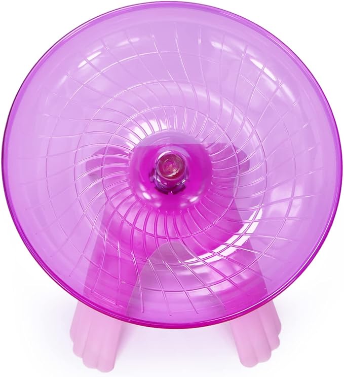 Hamster Flying Saucer Silent Running Exercise Wheel for Gerbil Rat Mouse Hedgehog Small Animals (Pink)