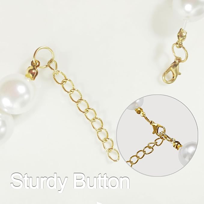 Chunky Pearl Dog Collar(0.55 Inch) for Small Dogs Cats, Adjustable Beaded Dog Collar Imitation White Pearls, Elegant Dog Jewelry Girl Accessories for XS Extra Small Dogs Necklace.
