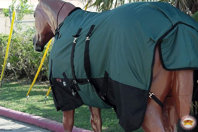 HILASON 1200D Winter Waterproof Poly Horse Turnout Blanket Belly Wrap Green | 84 in