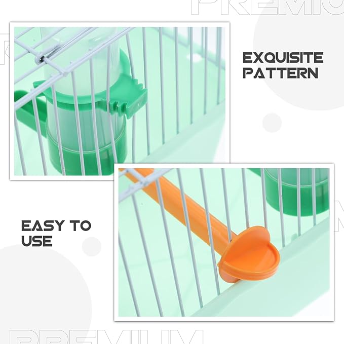 balacoo Portable Bird Cage with Feeder and Water Dispenser Spacious Travel Carrier for Parakeets Lovebirds and Birds Metal Construction for Outdoor Adventures