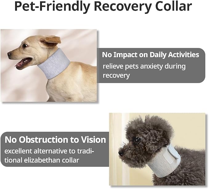 MANON ROSA Cat Neck Brace Elizabethan Collar for Pet After Surgery Recovery Adjustable Breathable Neck Cervical Cone for Small Medium Dogs Puppies Kittens with Spinal IVDD Issues (L 7.5-15",Grey)