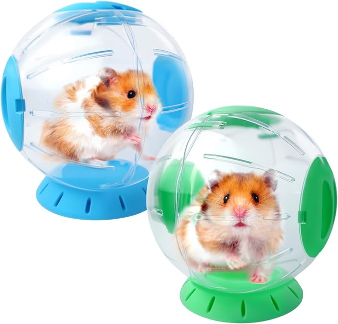 Hamster Exercise Ball, 7.9 Inch Syrian Hamster Ball, Transparent, Large Ball with Four entrances (Blue)