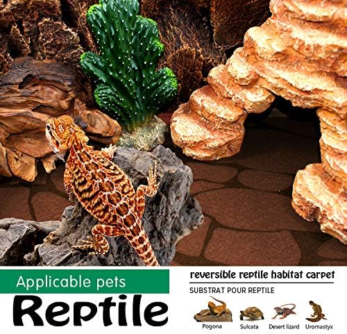 Reptile Carpet 40 Gallon 2 Pack for Bearded Dragon Tank Accessories,Enclosure Terrarium Liner Bedding Mat for Lizard,Gecko,Snake,Chameleons,Tortoise with Tweezers Feeding Tong(36 * 18in)