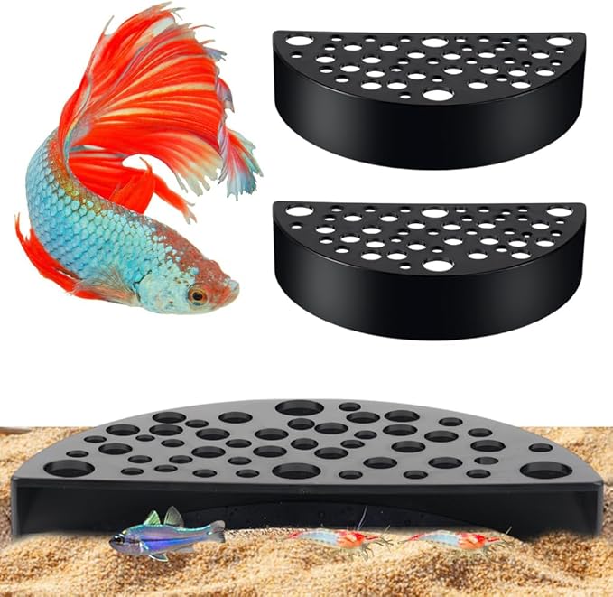 2 PCS Shrimp Hides for Aquarium, Shrimp Cave Shelters, Small Fish Tunnel Shrimp Breeding House, Plastic Aquarium Shrimp Hideout, Fish Tank Accessories Decor, Black