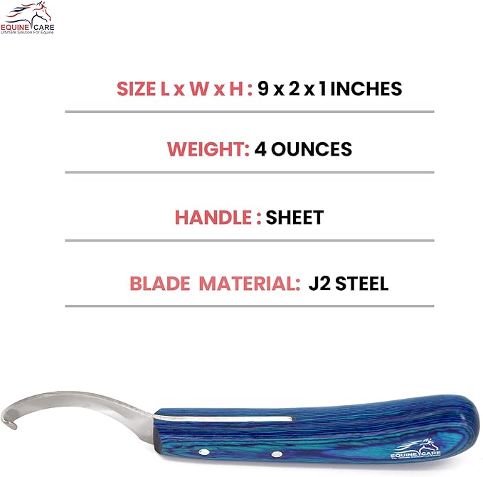 Equine Care Right-Handed Hoof Knife – Professional Farrier Knife & Hoof Trimmer Tool | Ultra-Sharp J2 Stainless Steel Blade, Ergonomic Handle for Horse Hoof Trimming, Cleaning & Farrier Supplies