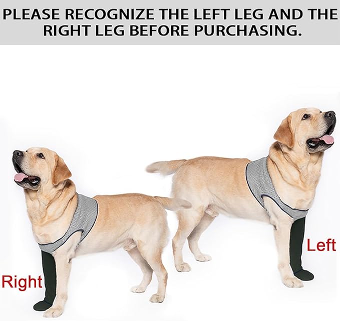 COODEO Dog Socks to Prevent Licking Paws, Healing Boots & Paw Protectors with Non-Slip Bottoms for Wound Protection, Waterproof Sleeve Shoes for Licking（Grey，XL_Left