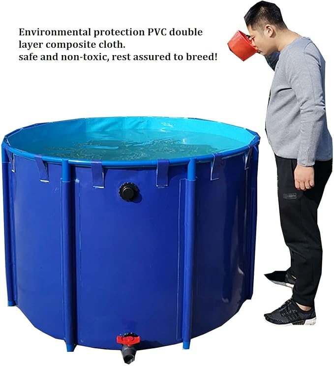 Canvas Fish Pond for Koi Large Collapsible Canvas/Plastic Above-Ground Ponds for Koi Culture Agricultural Irrigation Above Ground Pond with Durable Brackets 78X39 in(3100 L)