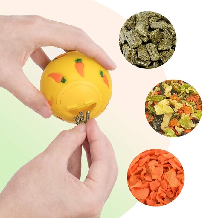 Niteangel Treat Ball, Snack Ball for Guinea Pigs, Rabbits, Hedgehogs and Other Small Pets (Small, Yellow, Blue & Green)
