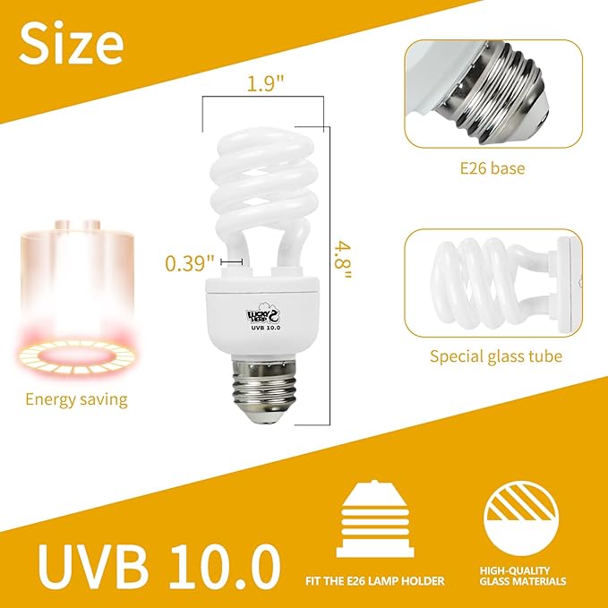 LUCKY HERP Desert UVA UVB Reptile Light Bulb 10.0 13W Compact Fluorescent Lamp