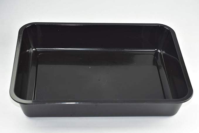 OMEM Reptile Food Bowl Large Water Dish, Wood Plate, Bowl Turtles (M=31.5 * 23.8 * 4.7, Black)