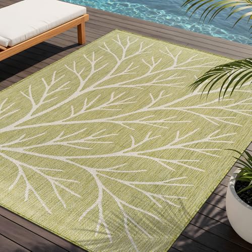 Washable Indoor Outdoor Rug 5x7 Modern Area Rugs Branch Pattern Non Shedding Waterproof Easy Clean Patio Deck Porch Living Room Bedroom Garden RV (35 Sq Ft)