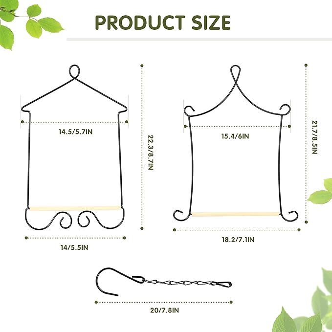 4PK Metal Frame Hummingbird Swings and Perches with Wooden Dowel Black Bird Swing Outdoor Bird Perch Humming Bird Swing
