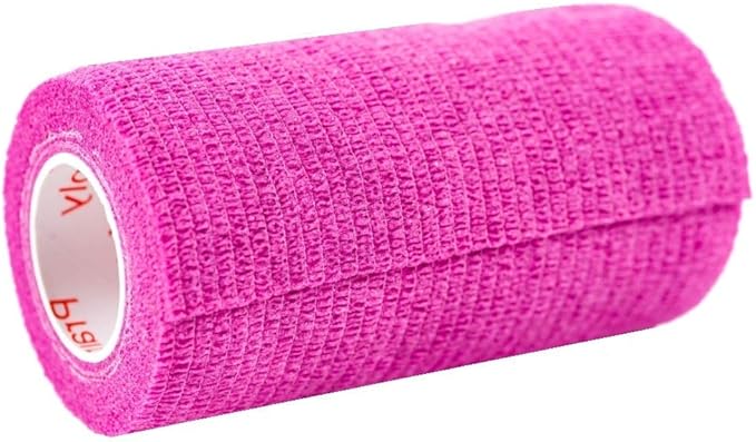 3 Inch Vet Wrap Tape Bulk (Fuchsia) (Pack of 24) Self Adhesive Adherent Adhering Flex Bandage Grip Roll for Dog Cat Pet Horse