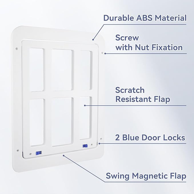 NAMSAN Dog Screen Door, Flap Opening 11.2 x 14.4 inches, Dog Door for Screen Door, Large Pet Door for Sliding Door Magnetic Self-Closing, Screen Door with Doggie Door Built in, Lockable, White