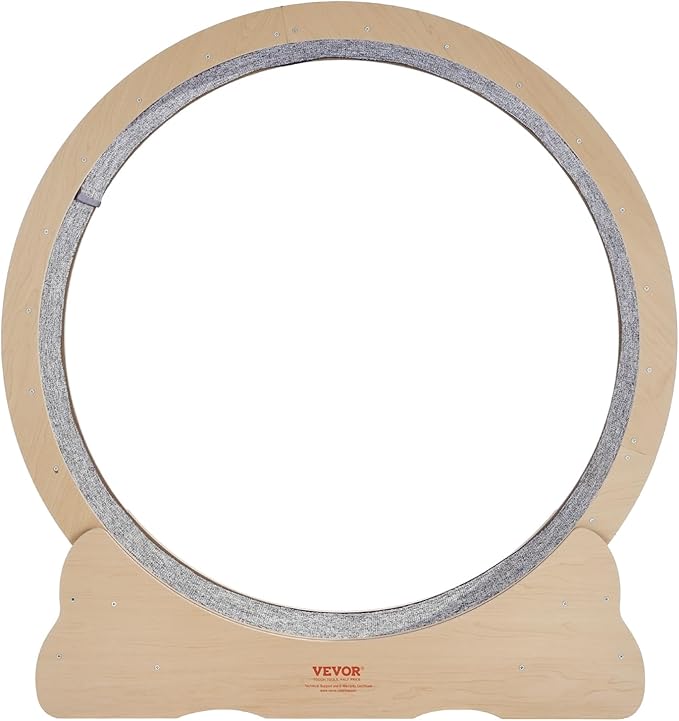 VEVOR Wooden Cat Exercise Wheel, 43.3" Large Cat Treadmill Wheel for Indoor Cats, Cat Running Wheel with Detachable Carpet & Cat Teaser for Running/Walking/Training, Suitable for Most Cats Yellow