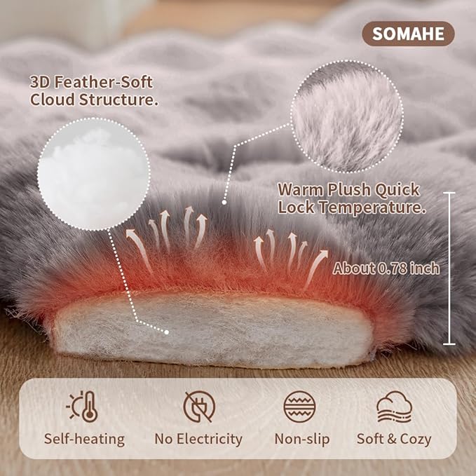 Cat Beds for Indoor Cats Faux Fur Pet Pad Mat Plush Kitten Bed with Non-Slip Bottom for Carriers/Couch Dog & Puppy Friendly 35 x 27 Inch X-Large Gery