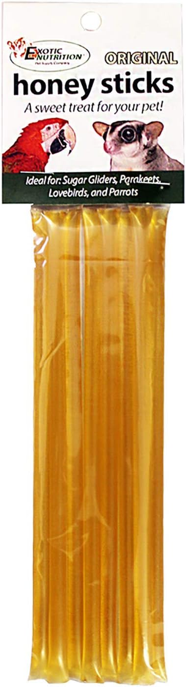 Honey Sticks - Original Flavor (8 Sticks) - All-Natural Sweet Treat Made with Orange Blossom Honey - Sugar Gliders, Marmosets, Parrots & More