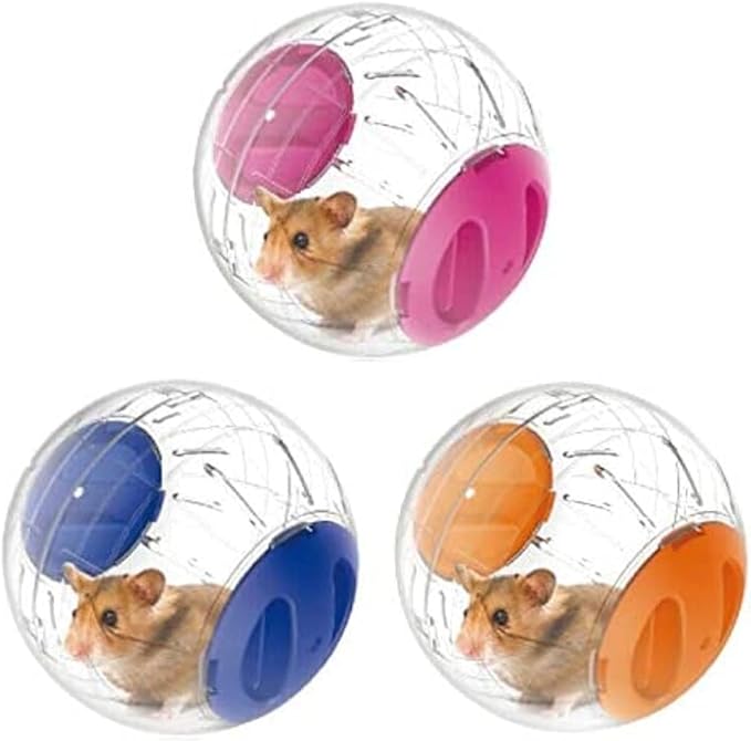 Mini New Cute Dwarf Hamster Running Ball 4.7 Inches Crystal Ball for Hamsters Small Silent Exercise Wheel Small Cage Accessories Suitable for Hamsters Less Than 4 inches 10 cm in Length (Pink)