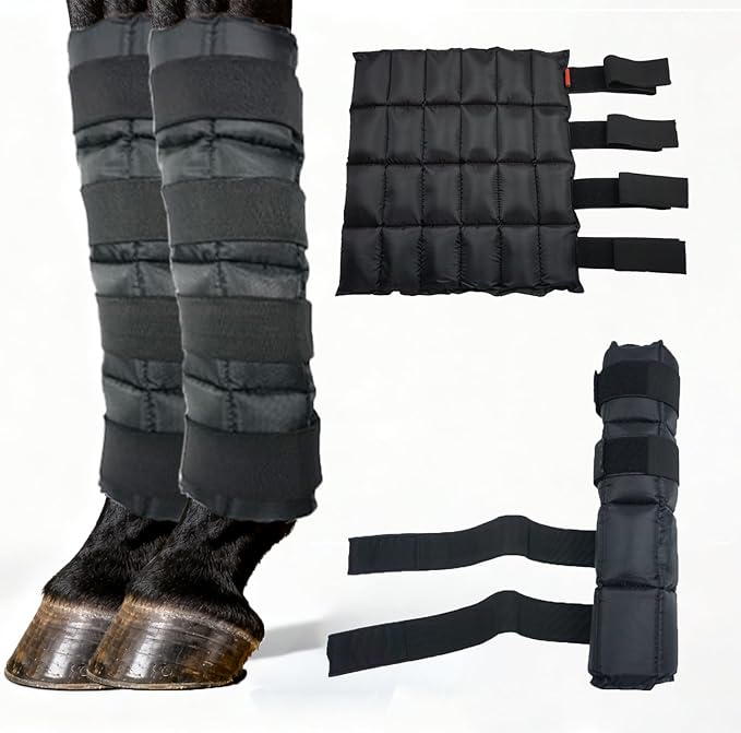 Horse Ice Boots (2-Pack) - Gel Cold & Hot Therapy Wrap for Horse Leg Injuries & Arthritis - Reusable Horse Ice Pack Leg Wraps with 4 Adjustable Straps for Knee, Hock, Tendon - Horse Supplies & Tack