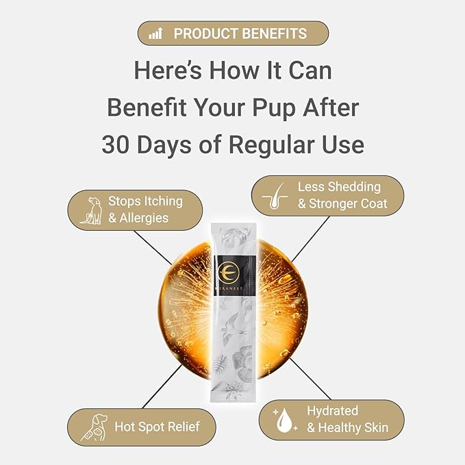 Jelly Stick for Dogs - Natural Swiftlet Nest & Collagen Treats, Supports Itchy Skin, Coat Health, Immune System, Hot Spots & Allergy Relief Supplement, 30 Packs