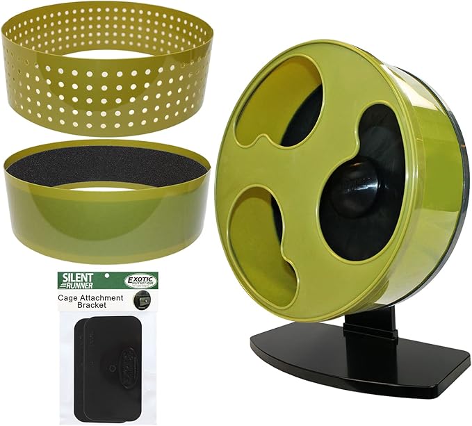 Silent Runner 12" Wide + Cage Attachment + Sandy Track - Silent, Fast, Durable Exercise Wheel - Sugar Gliders, Degus, Rats, Hedgehogs, Prairie Dogs & Small Pets