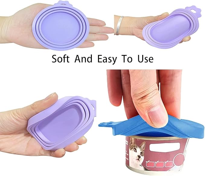 8 pack Silicone Pet Food Can Lids for 3 Standard Size Food Cans for Pet Food Cans or Canned Goods, Multicolor