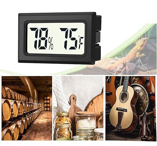 4 Pack Mini Digital Hygrometer Thermometer Gauge, Indoor Outdoor Temperature Humidity Meter for Humidifiers Greenhouse Reptile Plant Humidors, Large LCD Screen, Display in Fahrenheit (℉) (4)