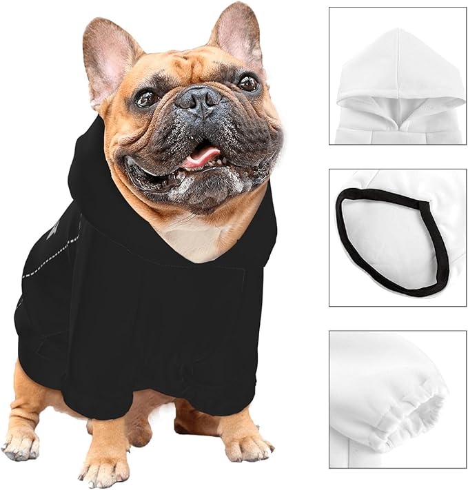 Dog Clothes, Custom Dog Hooded Sweatshirt, Personalized Pet Costume Robe Shirt with Text/Image/Club Name/Pet Shop Logo for Small Medium Large Dogs and Cats, Black, XL