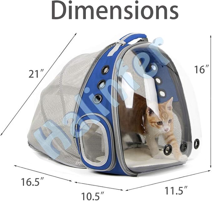 halinfer Back Expandable Clear Cat Backpack Carrier, Fit up to 12 lbs, Space Capsule Bubble Window Pet Carrier Backpack for Cat and Small Puppy