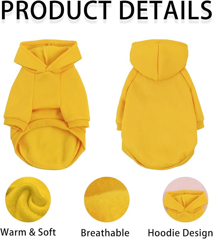 Custom Dog Hoodie, Personalized Sweatshirt with Photo Text Name Logo, Customized Hooded Sweater for Small Medium Large Dogs & Cats (Yellow, Large)