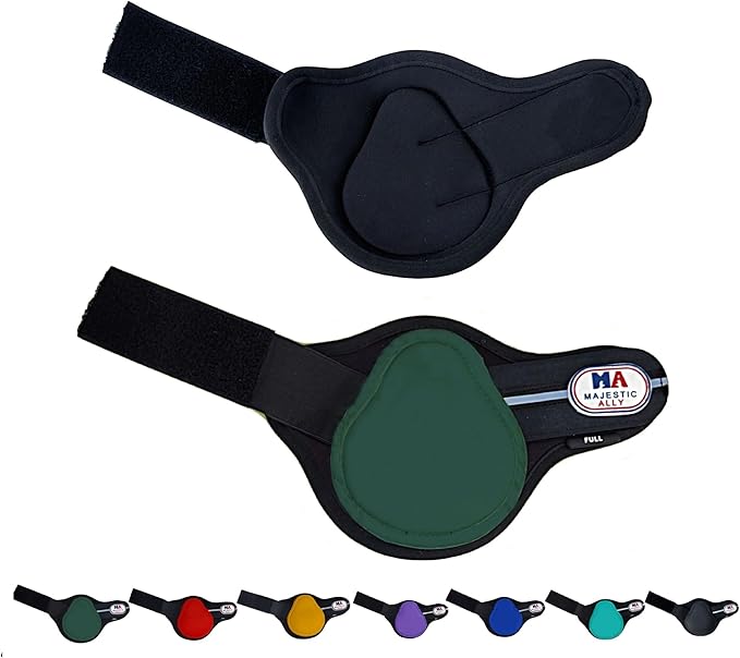 Majestic Ally Horse Leg Protection Fetlock and Tendon Boots Set, PU Shell, Neoprene Lining, Hook and Loop Closures, Multiple Colors and Sizes