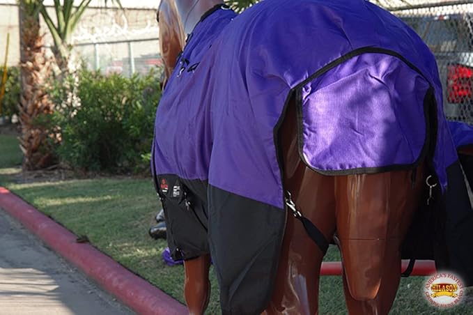 HILASON 1200D Winter Waterproof Poly Horse Turnout Blanket Belly Wrap Purple | 66 in