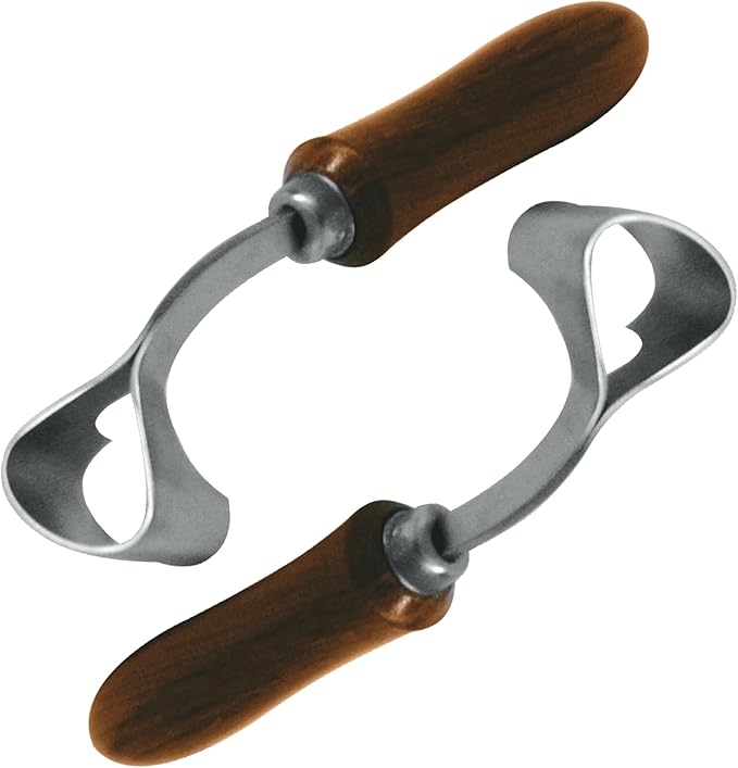 7 Inch Swiss Hoof Knife Double Edged – Stainless Steel Curved Blade Farrier Tool with Round Wooden Grip, Multipurpose Hoof Trimming Knife for Livestock. (Right Hand)
