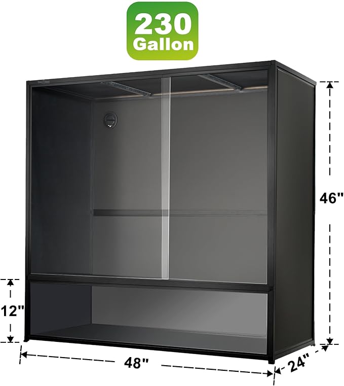 460 Gallon Connectable Reptile Tank 2-Pack with Kit, 96"x24"x46" Total, 48"x24"x46" Each, Large PVC Enclosures for Bearded Dragon & Ball Python, Front Glass Doors & Locks